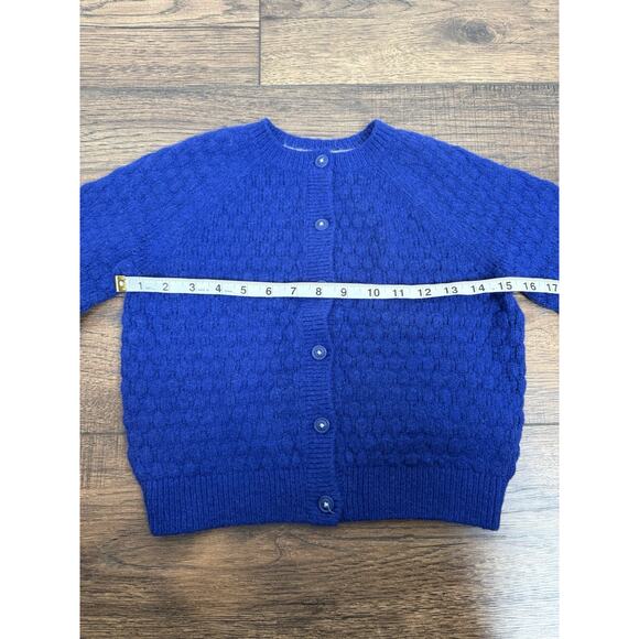Mini Boden Blouson Cable Knit Cardigan Sweater Blue Girl's Size 7-8 - Picture 5 of 6